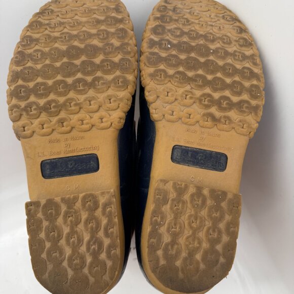 Vintage 90s LL BEAN Leather Lace Up Blue Duck Boots W7-8 / M5 - Picture 12 of 16